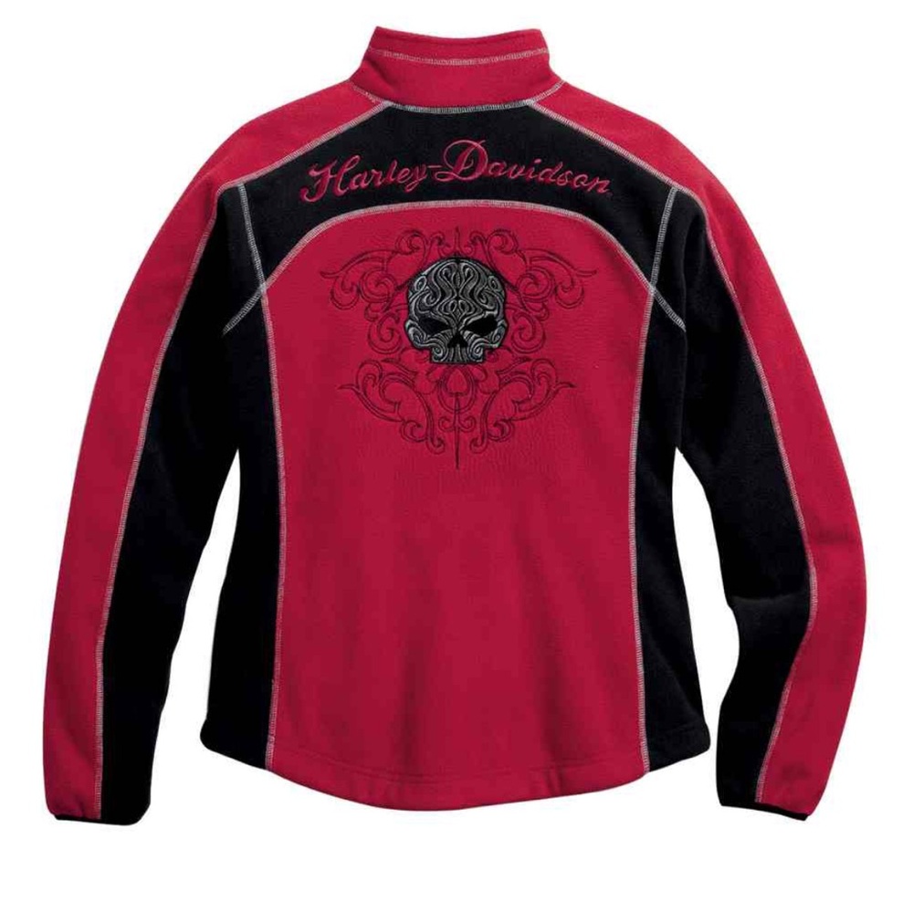 Harley-Davidson® Women's Scroll Skull Windproof Fleece Jacket - Picture 2 of 6